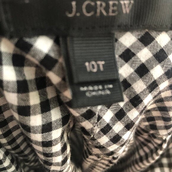 Gingham black and white pop over shirt gathered neckline by J Crew size 10 TALL - Picture 3 of 3